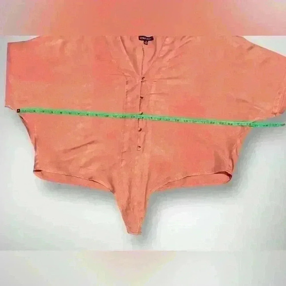 Womens Button Down Tie Front Blouse By Style Envy Size Small Oversized in Coral - Picture 10 of 11